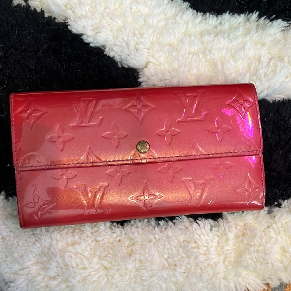 Louis Vuitton Pink Patent Leather Wallet with Monogram